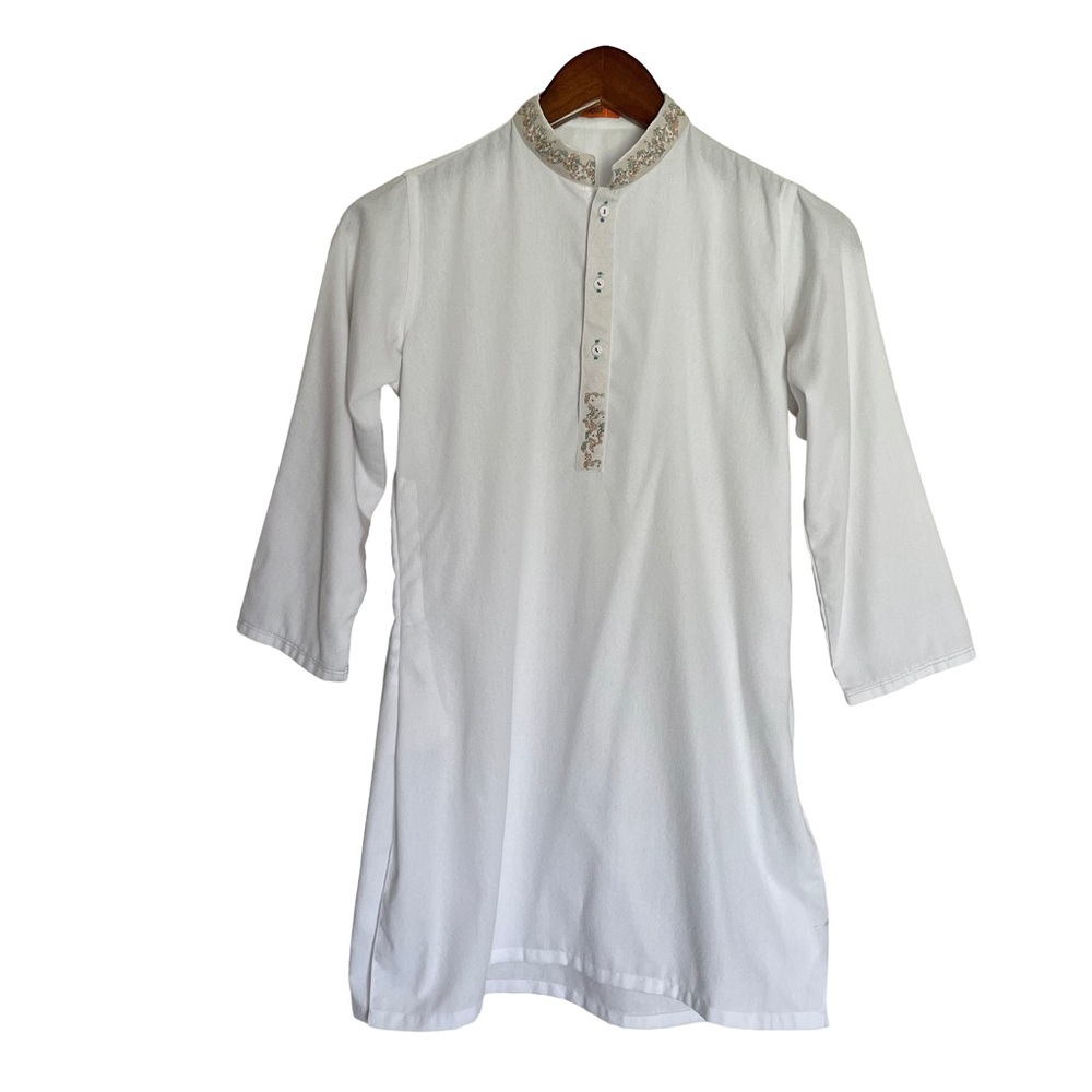 Junaid Jamshed Pakistani Kid Boy Girl Embroidery White Shirt SIZE 8